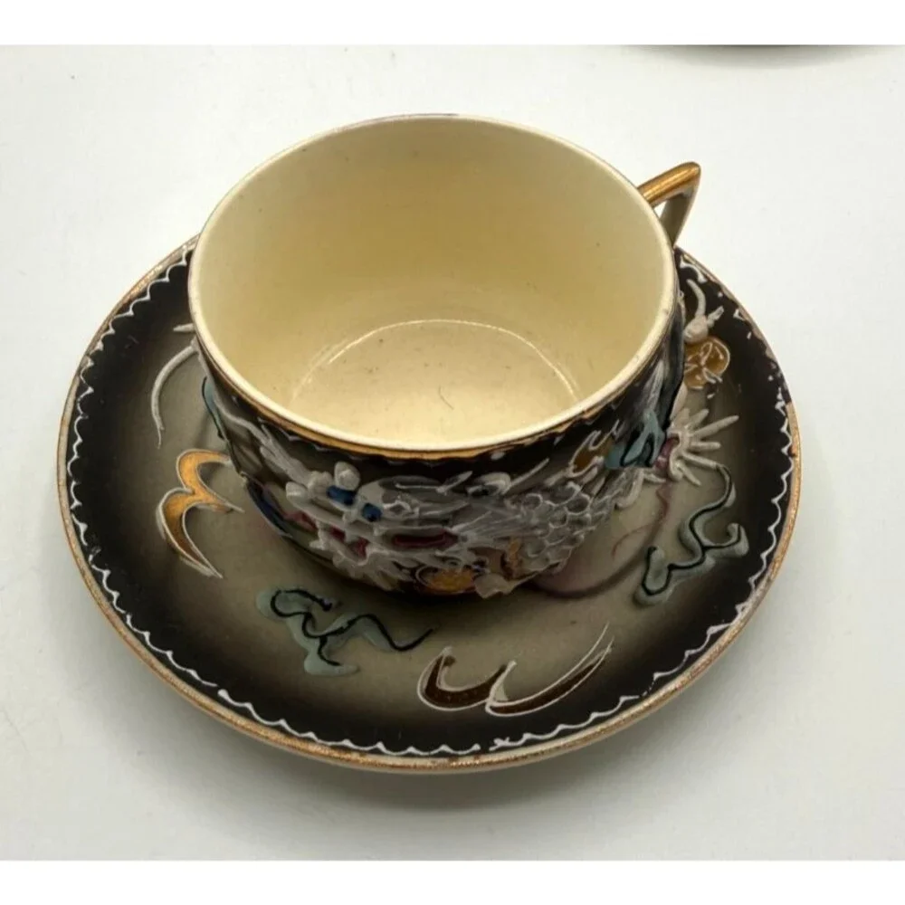 Vintage Dragon Ware Tea Set Moriage 13 Pieces Made in Japan 1940s